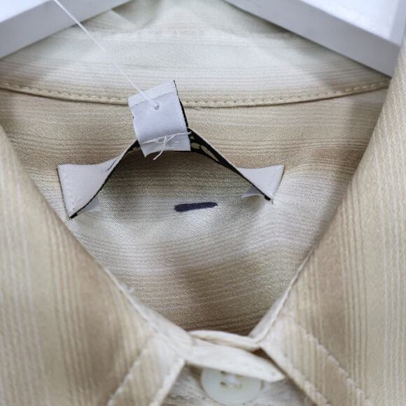 Madewell Slim Button Up Shirt 100% Silk Faded Khaki Stripe Size 4 NWT with Flaw - Picture 6 of 11